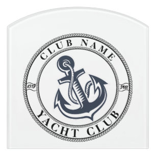 Blue navy Nautical Anchor yacht club boat marina Door Sign
