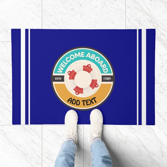 Blue navy Nautical Anchor yacht club boat marina Doormat (Indoor)