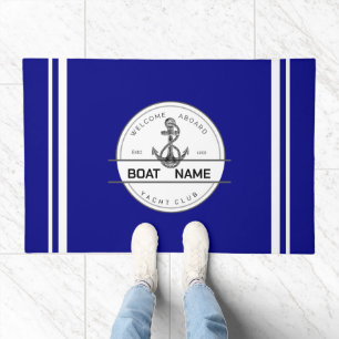 Blue navy Nautical Anchor yacht club boat marina Doormat