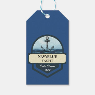 Blue Navy Nautical Anchor yacht club boat marina Gift Tags