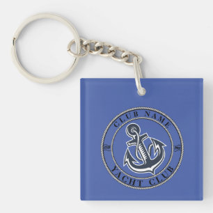 Blue navy Nautical Anchor yacht club boat marina Keychain