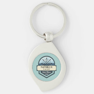 Blue Navy Nautical Anchor yacht club boat marina Keychain