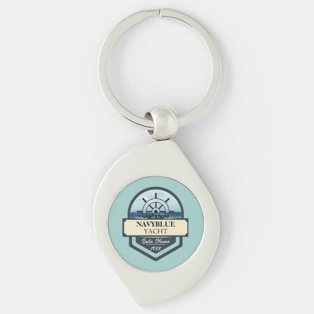 Blue Navy Nautical Anchor yacht club boat marina  Keychain (Front)