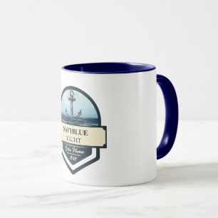 Blue Navy Nautical Anchor yacht club boat marina Mug