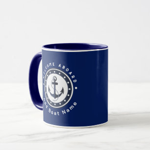 Blue Navy Nautical Anchor yacht club boat marina  Mug