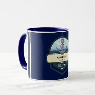 Blue Navy Nautical Anchor yacht club boat marina Mug