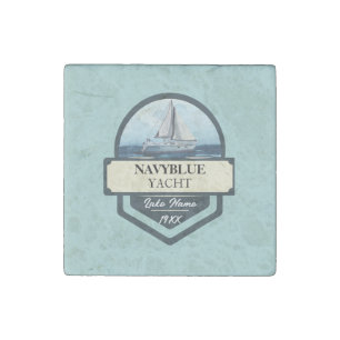 Blue Navy Nautical Anchor yacht club boat marina N Stone Magnet