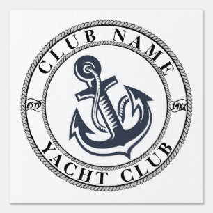 Blue Navy Nautical Anchor yacht club boat marina Sign