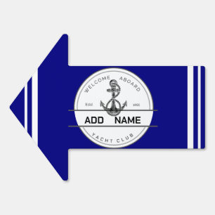 Blue navy Nautical Anchor yacht club boat marina Sign
