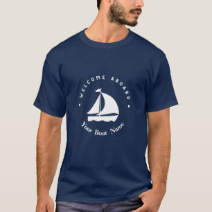 Blue Navy Nautical Anchor yacht club boat marina  T-Shirt