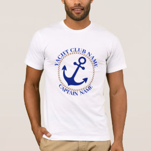 Blue navy Nautical Anchor yacht club boat marina T-Shirt