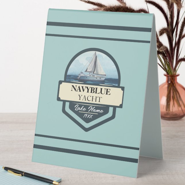 Blue Navy Nautical Anchor yacht club boat marina  Table Tent (In SItu (Table))