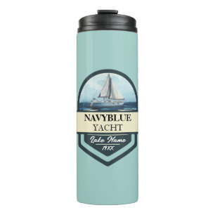 Blue Navy Nautical Anchor yacht club boat marina  Thermal Tumbler
