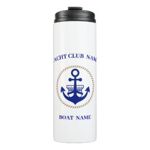 Blue navy Nautical Anchor yacht club boat marina Thermal Tumbler