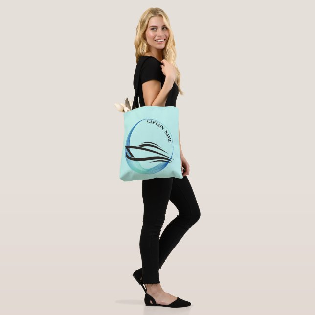 Blue Navy Nautical Anchor yacht club boat marina Tote Bag (On Model)