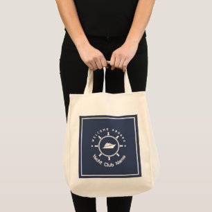 Blue Navy Nautical Anchor yacht club boat marina Tote Bag
