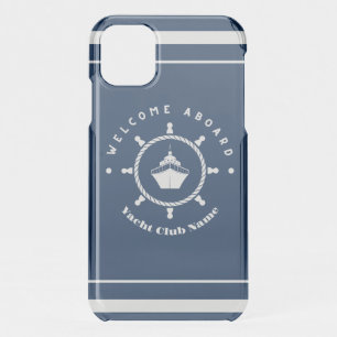 Blue Navy Nautical Anchor yacht club boat marina  iPhone 11 Case