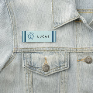 Blue Navy Nautical Anchor yacht club boat Retro Na Name Tag