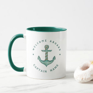 Blue Navy Nautical Anchor yacht club boat sailing  Mug