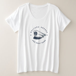 Blue Navy Nautical Anchor yacht club boat sailing  Plus Size T-Shirt