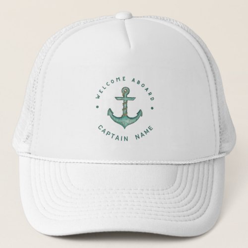 Blue Navy Nautical Anchor yacht club boat sailing Trucker Hat