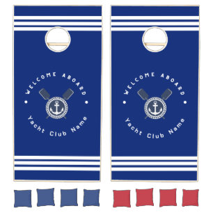 Blue Navy Nautical Anchor yacht club boat team Nam Cornhole Set