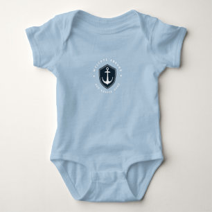 Blue Navy Nautical Anchor yacht club sailing Name Baby Bodysuit