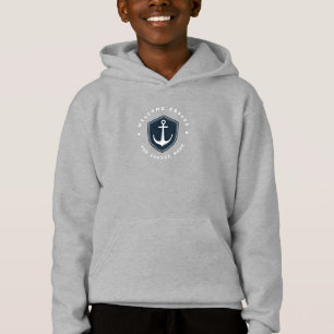 Blue Navy Nautical Anchor yacht club sailing Name Hoodie