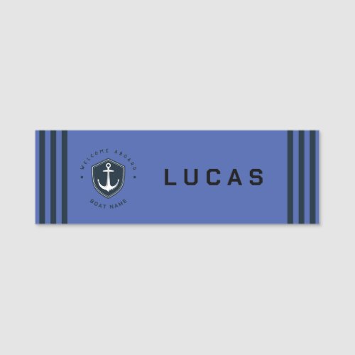 Blue Navy Nautical Anchor yacht club sailing Name  Name Tag