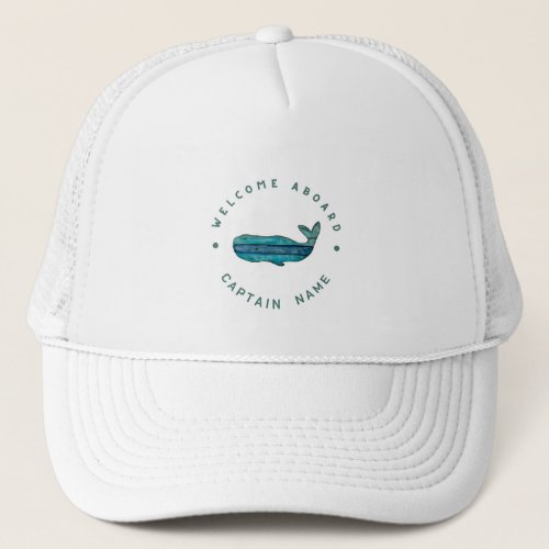 Blue Navy Nautical Anchor yacht club sailing Whale Trucker Hat