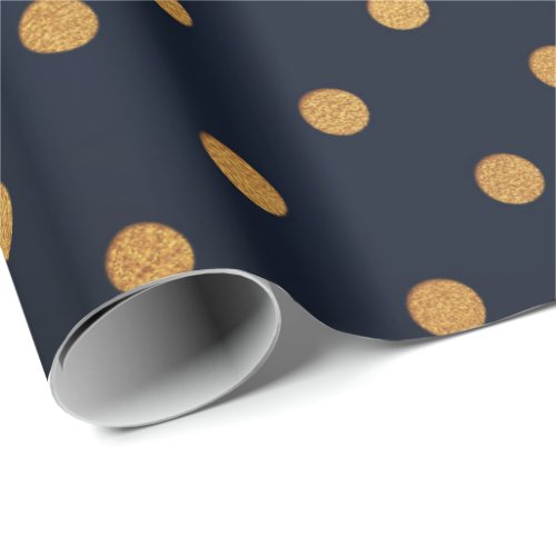 Blue Navy Nautical Metallic Small Polka Dots Wrapping Paper