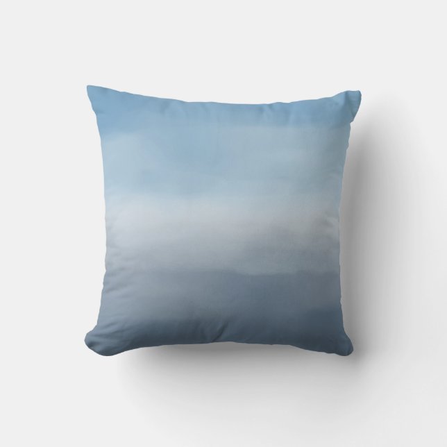 Blue Navy Ombre Watercolor Throw Pillow (Front)