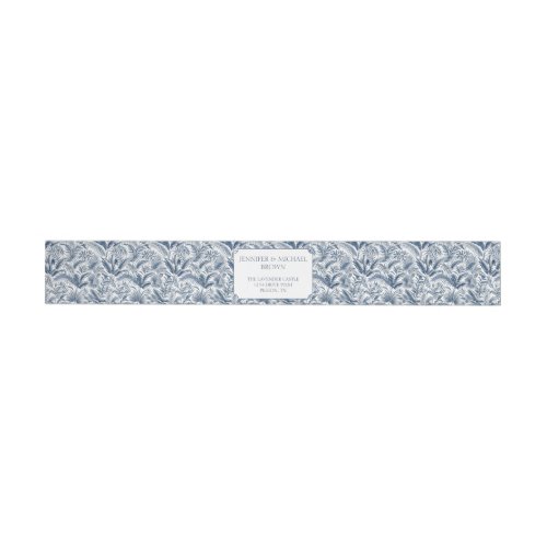 Blue Navy Palm Botanical Wedding Wrap Around Label