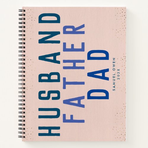 Blue Navy Script Fathers Day Ocean Modern Diary Notebook