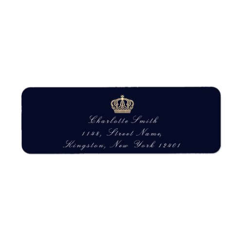 Blue Navy Sepia RSVP Crown Elegant Bridal Formal Label