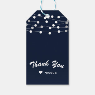 Blue Navy String Lights Modern Chic Elegant Favor Gift Tags