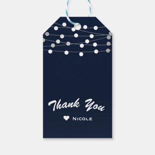 Blue Navy String Lights Modern Chic Elegant Favor Gift Tags