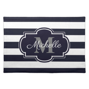Blue Navy Stripes Pattern Cloth Placemat