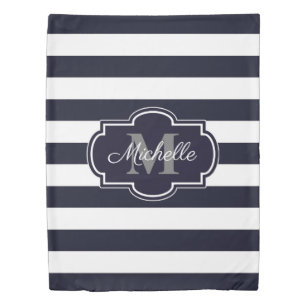 Blue Navy Stripes Pattern Duvet Cover