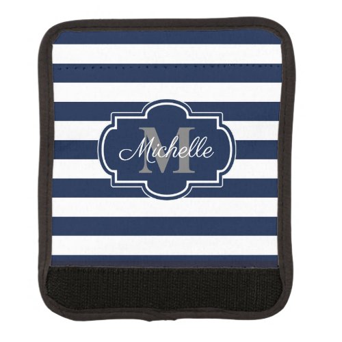 Blue Navy Stripes Pattern Luggage Handle Wrap