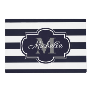 Blue Navy Stripes Pattern Placemat