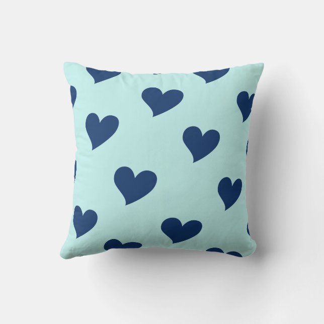 Blue Navy Sweet Cozy Modern Romantic Chic Heart Throw Pillow (Back)