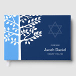Blue Navy Tree of Life Bar Mitzvah Guest Book<br><div class="desc">Modern light blue and navy Tree of Life Bar Mitzvah guest book.</div>