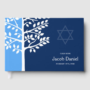 Blue Navy Tree of Life Bar Mitzvah Guest Book