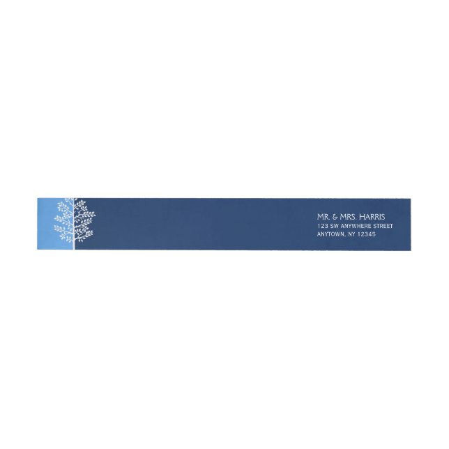 Blue Navy Tree of Life Bar Mitzvah Wrap Around Label (Individual)