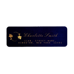 Blue Navy Velvet Golden Foil Return Address Labels