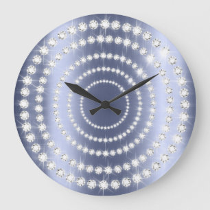 Blue Navy Vip Gray Silver Diamond Infinity Large Clock