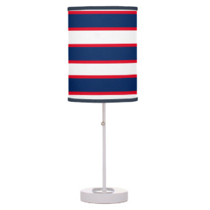 Blue Navy White Red Nautical  Stripe  Table Lamp