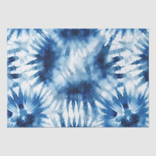 Blue Navy White Stripe Tie Dye Tissue Paper