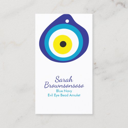 Blue Navy Yellow Evil Eye Bead Amulet Business Card
